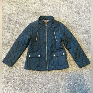 EUC Zara Puffer JacketNavy Quilted Jacket with Gold Details size 7/8 girls